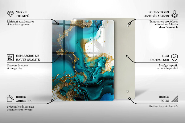 Protège plaque de cuisson Abstraction turquoise