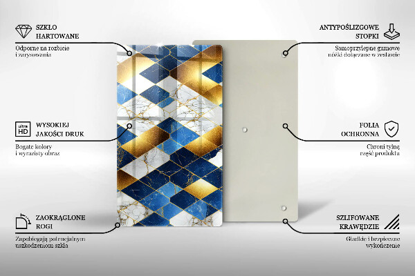 Protège plaque de cuisson Losanges de marbre doré