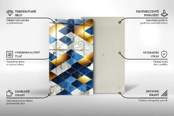 Protège plaque de cuisson Losanges de marbre doré