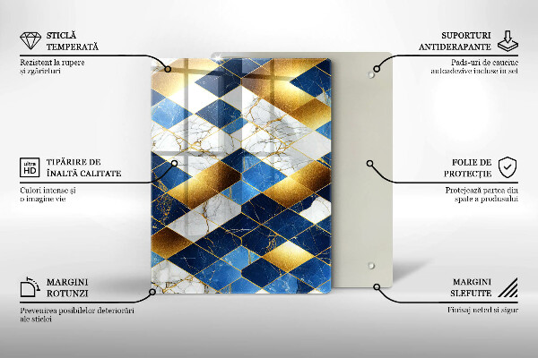 Protège plaque de cuisson Losanges de marbre doré