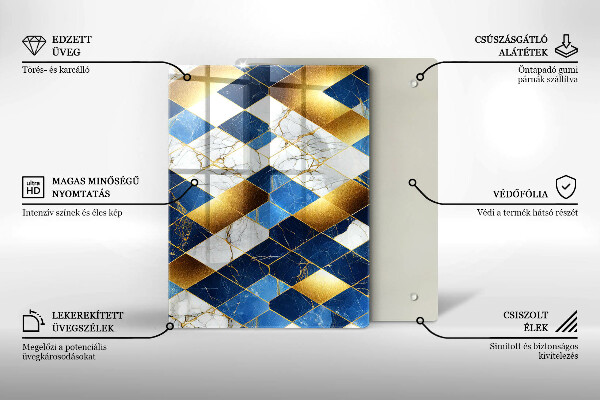 Protège plaque de cuisson Losanges de marbre doré