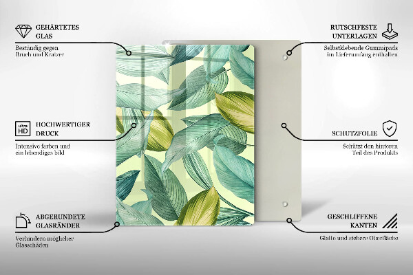 Protège plaque de cuisson Feuilles tropicales vertes