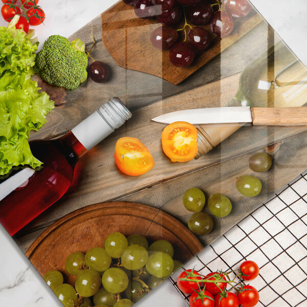 Protège plaque de cuisson Bouteilles de vin et raisins