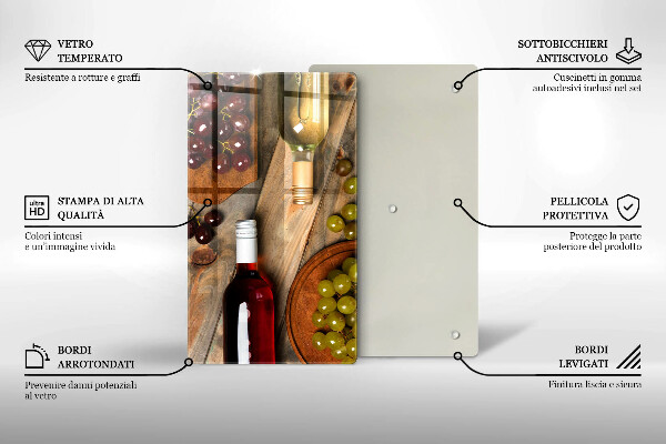 Protège plaque de cuisson Bouteilles de vin et raisins