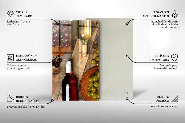 Protège plaque de cuisson Bouteilles de vin et raisins