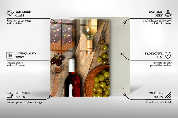 Protège plaque de cuisson Bouteilles de vin et raisins