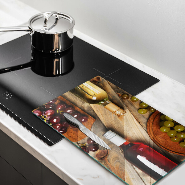 Protège plaque de cuisson Bouteilles de vin et raisins