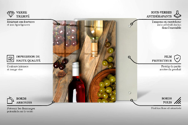 Protège plaque de cuisson Bouteilles de vin et raisins