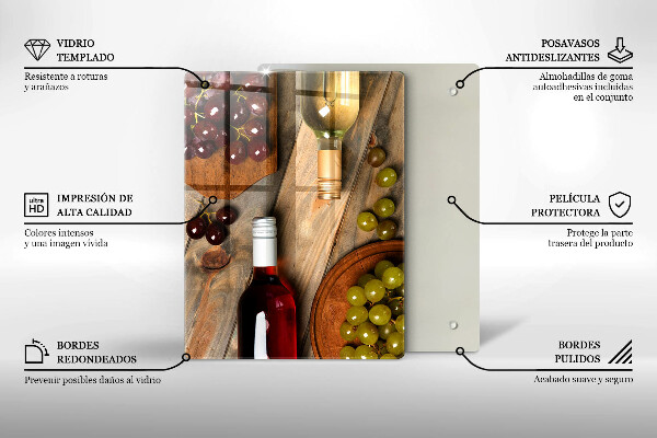 Protège plaque de cuisson Bouteilles de vin et raisins