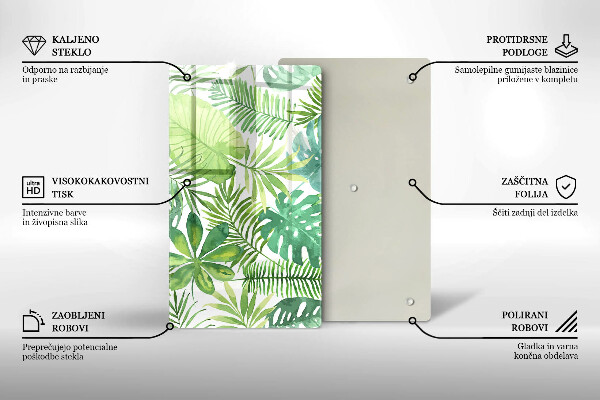 Protège plaque de cuisson Feuilles de boho aquarelle