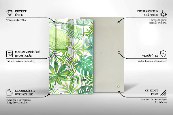 Protège plaque de cuisson Feuilles de boho aquarelle