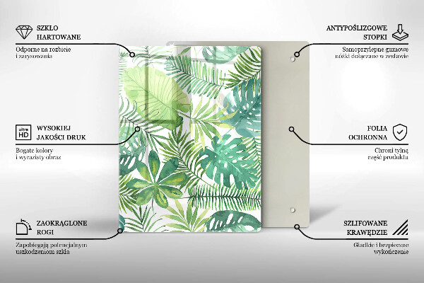 Protège plaque de cuisson Feuilles de boho aquarelle