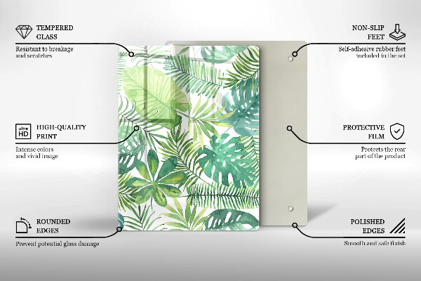 Protège plaque de cuisson Feuilles de boho aquarelle