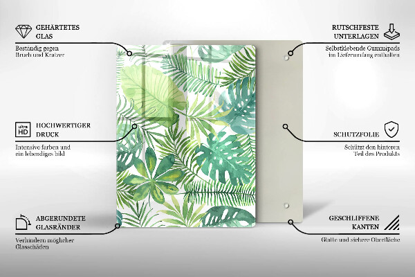 Protège plaque de cuisson Feuilles de boho aquarelle