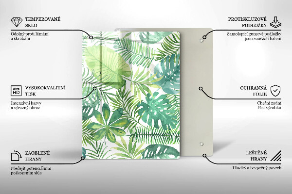 Protège plaque de cuisson Feuilles de boho aquarelle