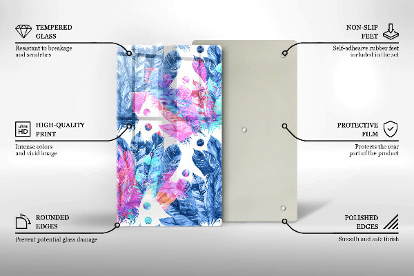 Protège plaque de cuisson Illustration bohème de plumes