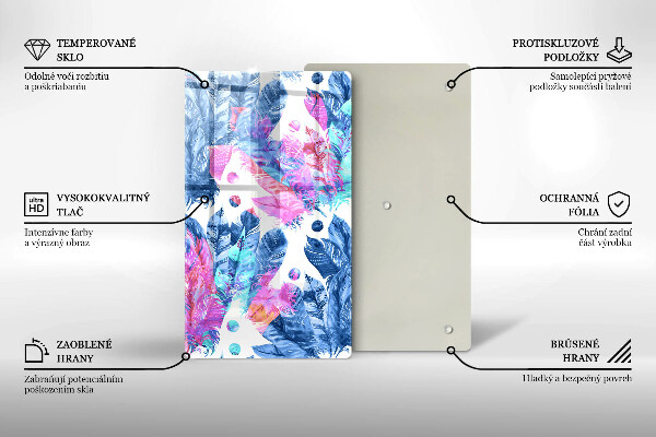 Protège plaque de cuisson Illustration bohème de plumes