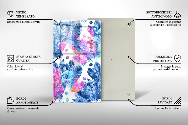 Protège plaque de cuisson Illustration bohème de plumes