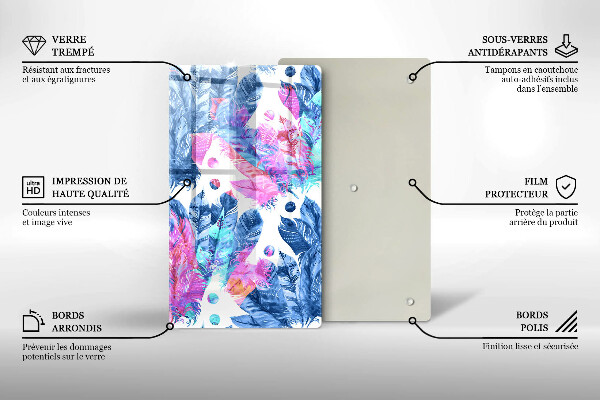 Protège plaque de cuisson Illustration bohème de plumes