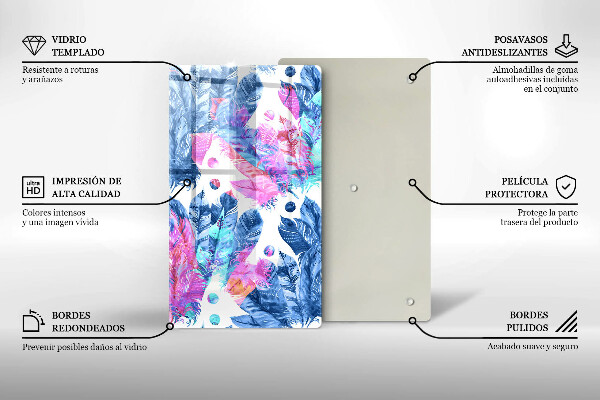 Protège plaque de cuisson Illustration bohème de plumes