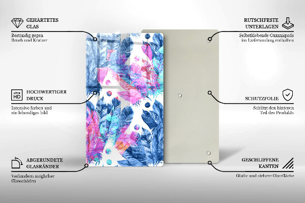 Protège plaque de cuisson Illustration bohème de plumes