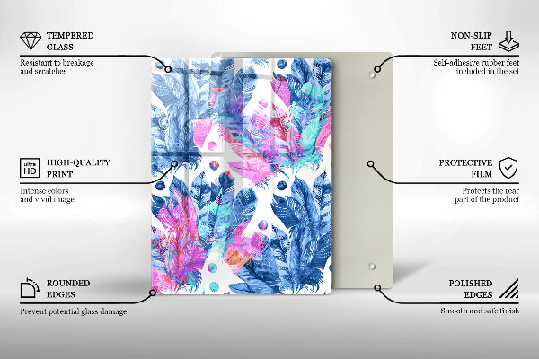 Protège plaque de cuisson Illustration bohème de plumes