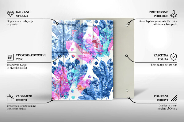 Protège plaque de cuisson Illustration bohème de plumes