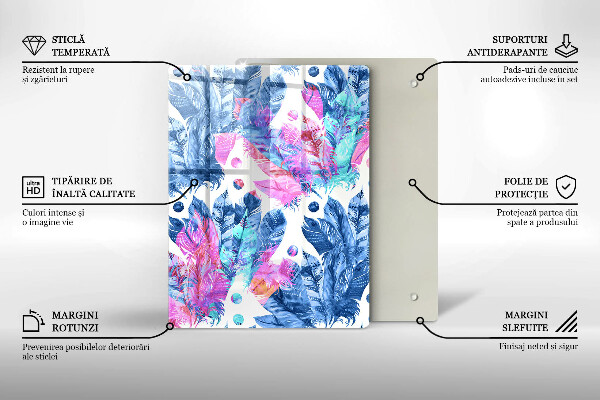 Protège plaque de cuisson Illustration bohème de plumes