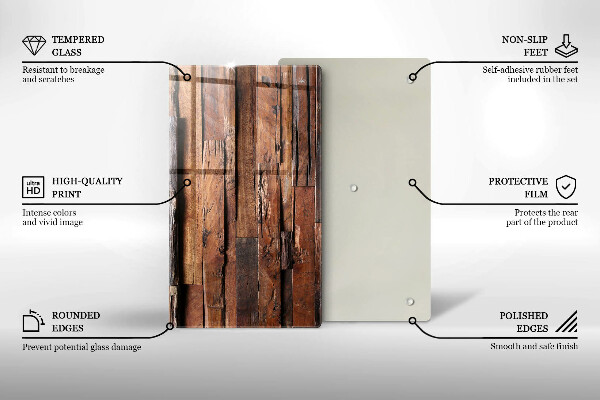 Protège plaque de cuisson Planches de bois décoratives