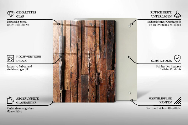Protège plaque de cuisson Planches de bois décoratives
