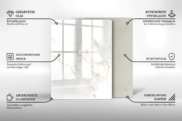 Protège plaque de cuisson Pierre de marbre élégante