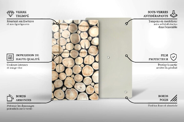 Protège plaque de cuisson Troncs d'arbres en bois