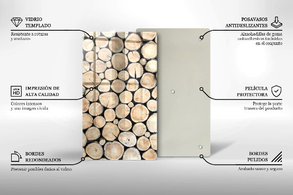 Protège plaque de cuisson Troncs d'arbres en bois