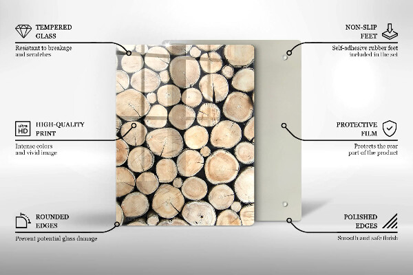Protège plaque de cuisson Troncs d'arbres en bois