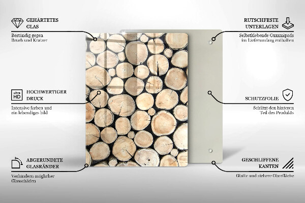Protège plaque de cuisson Troncs d'arbres en bois