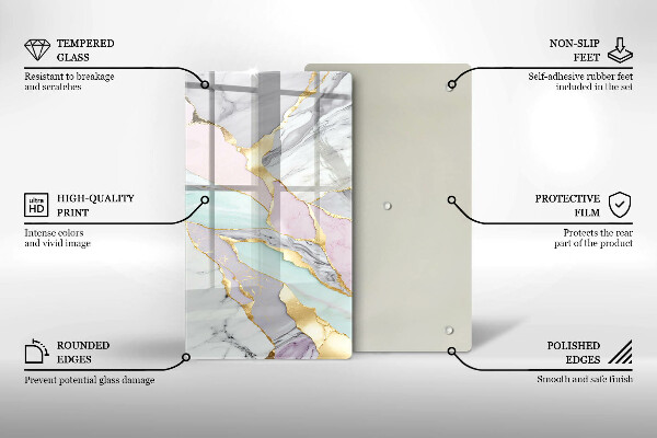 Protège plaque de cuisson Marbre pastel