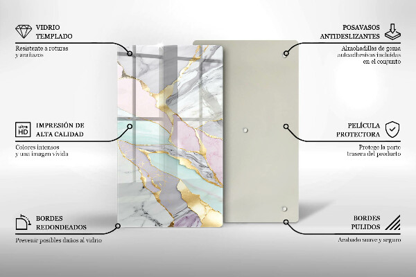 Protège plaque de cuisson Marbre pastel