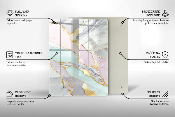 Protège plaque de cuisson Marbre pastel