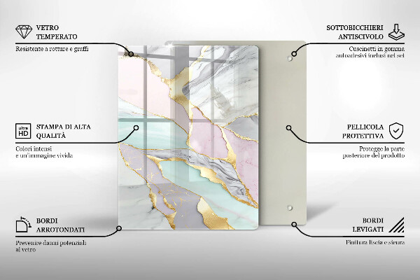 Protège plaque de cuisson Marbre pastel