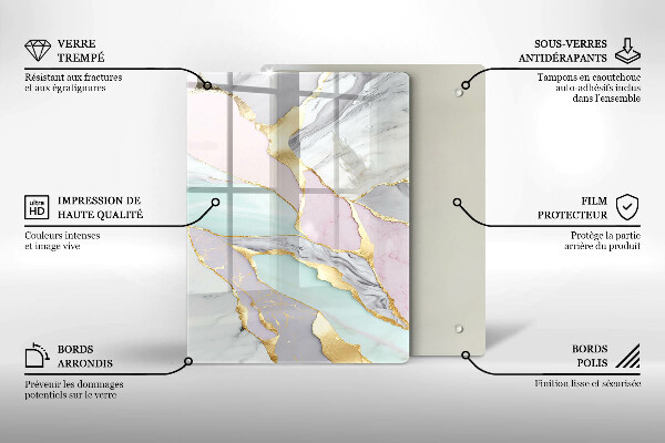 Protège plaque de cuisson Marbre pastel