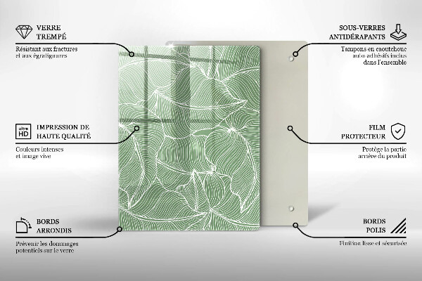 Protège plaque de cuisson Feuilles linéaires