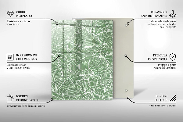 Protège plaque de cuisson Feuilles linéaires