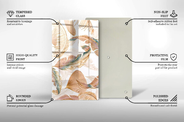 Protège plaque de cuisson Plumes et feuilles de bohème