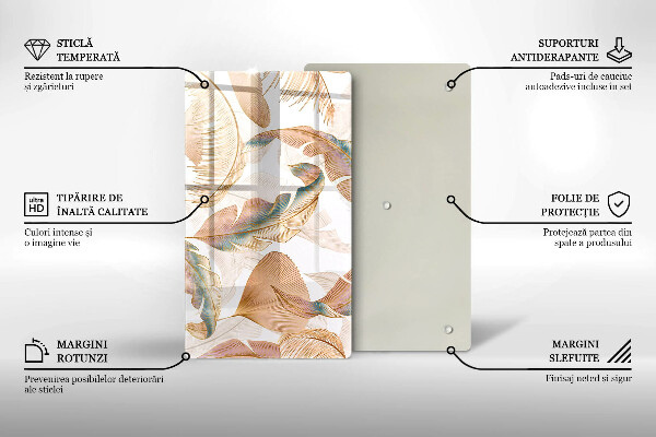 Protège plaque de cuisson Plumes et feuilles de bohème