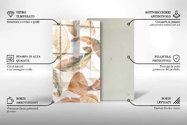 Protège plaque de cuisson Plumes et feuilles de bohème
