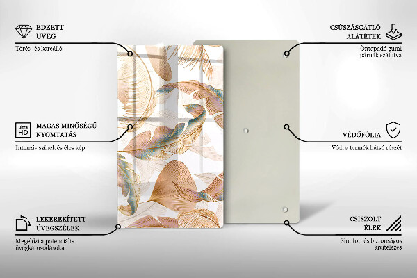 Protège plaque de cuisson Plumes et feuilles de bohème