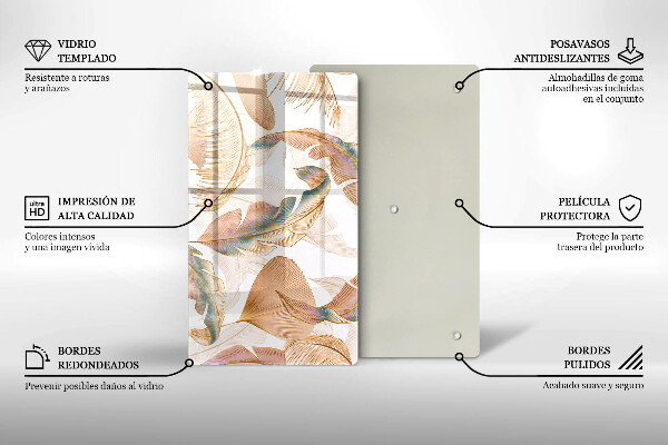 Protège plaque de cuisson Plumes et feuilles de bohème