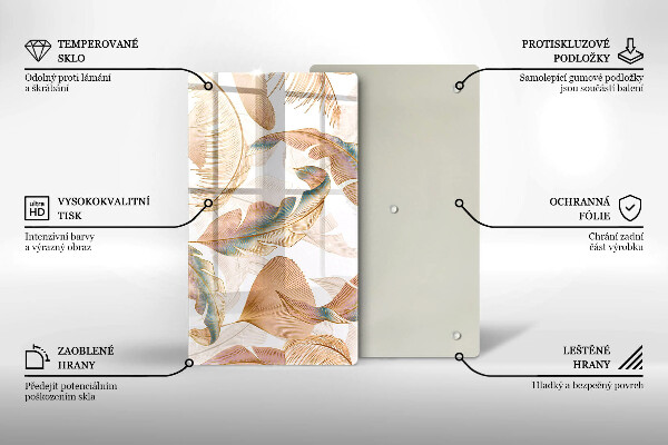 Protège plaque de cuisson Plumes et feuilles de bohème