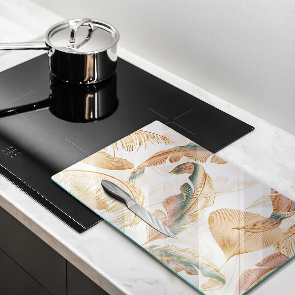 Protège plaque de cuisson Plumes et feuilles de bohème