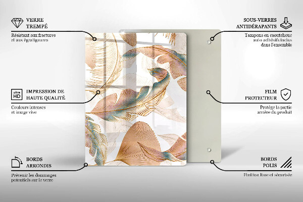 Protège plaque de cuisson Plumes et feuilles de bohème